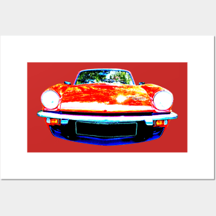 Triumph Spitfire 1970s classic British sports car red Posters and Art